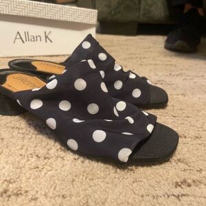 J.Renee Black and White Polka Dot Slide Mules